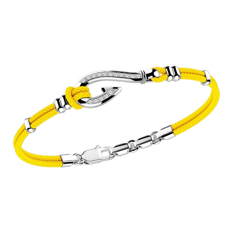 Bracciale Zancan in kevlar con amo in argento e pietre bianche.
