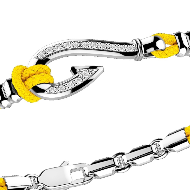 Bracciale Zancan in kevlar con amo in argento e pietre bianche.
