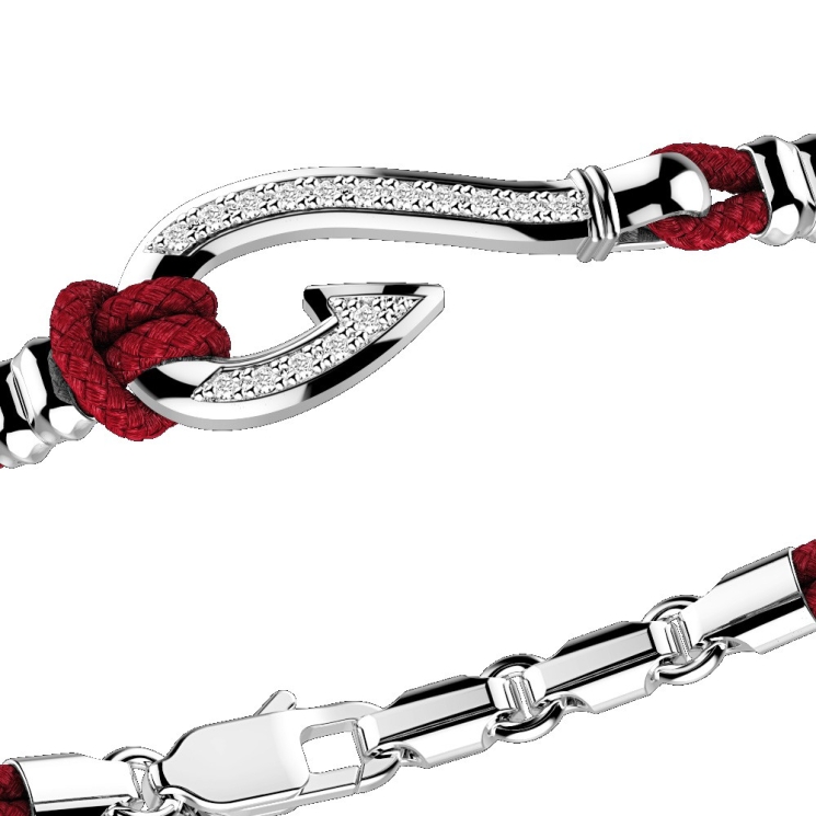 Bracciale Zancan in kevlar con amo in argento e pietre bianche.
