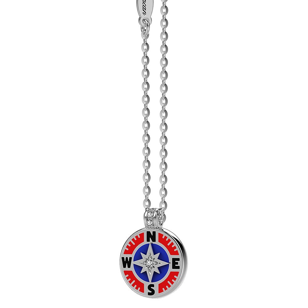 Collana Zancan in kevlar con pendente in argento e dettagli smaltati.