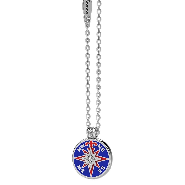 Collana Zancan in kevlar con pendente in argento e dettagli smaltati.