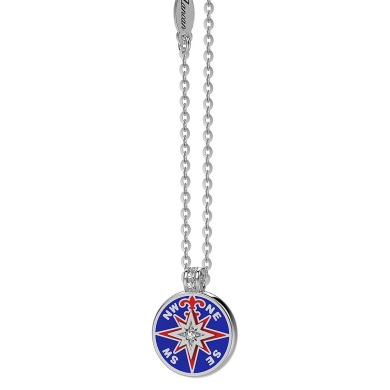 Collana Zancan in kevlar con pendente in argento e dettagli smaltati.