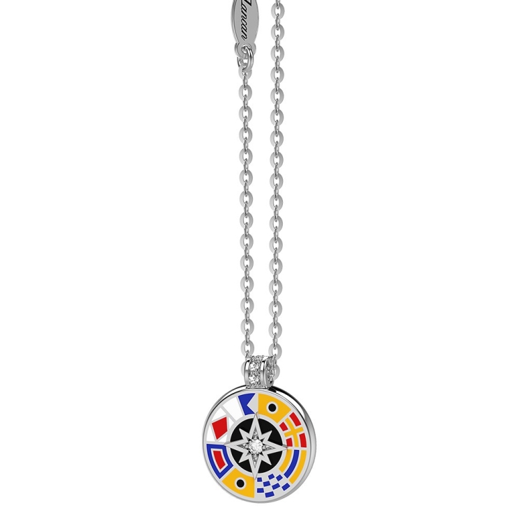 Zancan silver necklace with pendant and lacquered details.