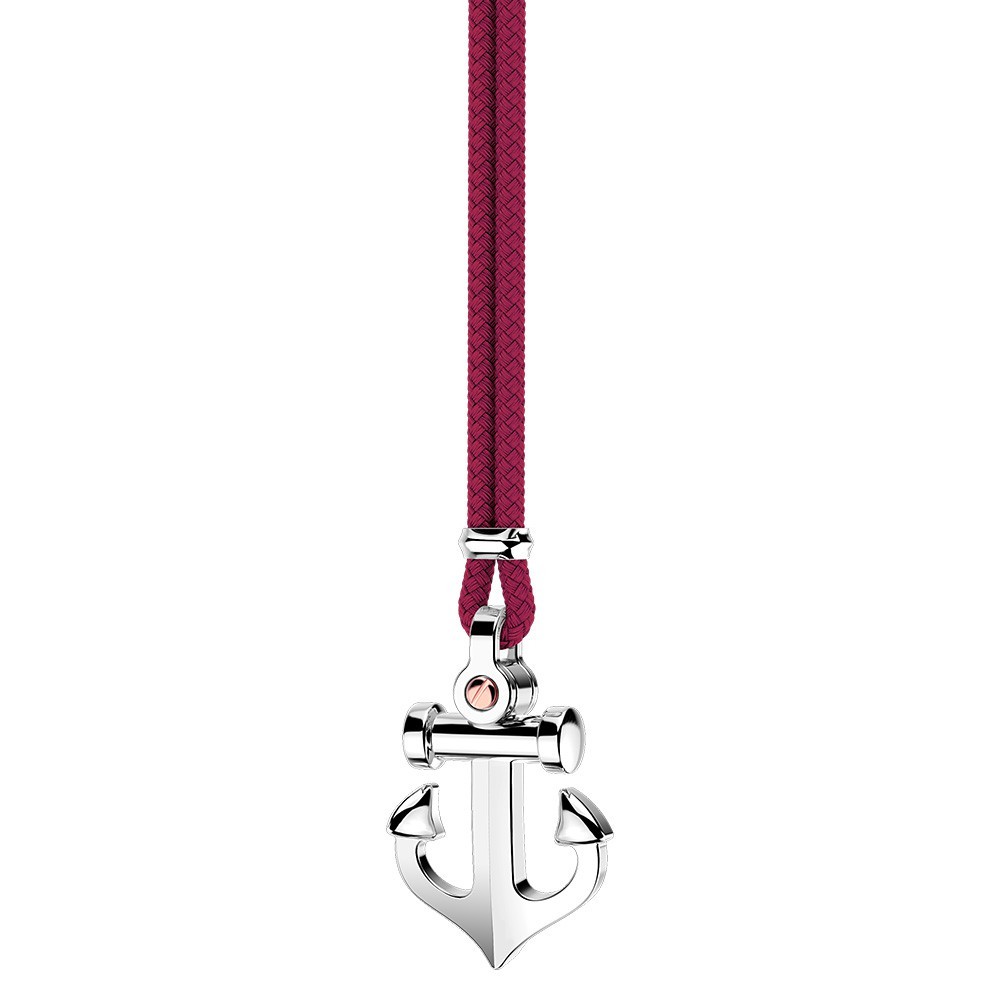 Zancan kevlar necklace with silver pendant and anchor.