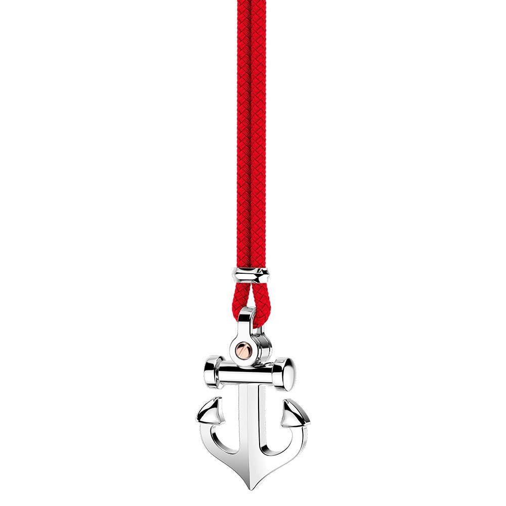 Collar Zancan de kevlar con colgante de ancla de plata.