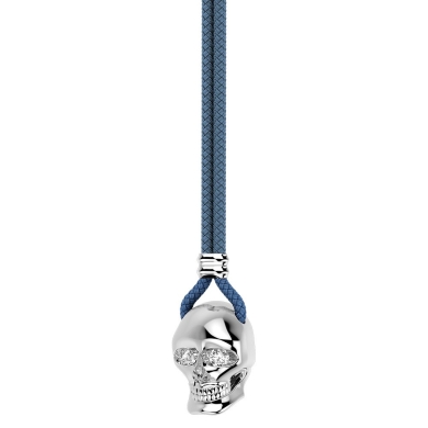 Collar Zancan de kevlar con colgante de calavera de plata.