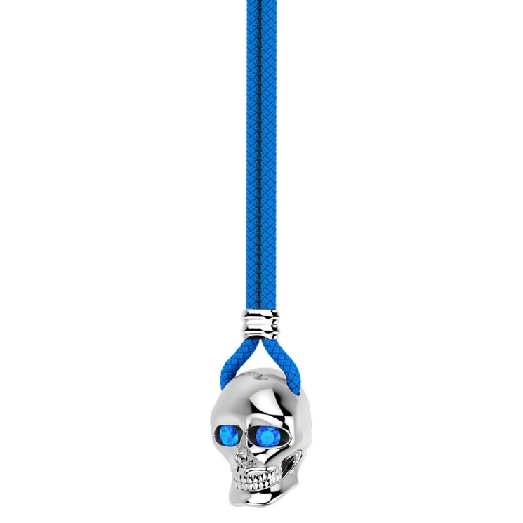 Collar Zancan de kevlar con colgante de calavera de plata.