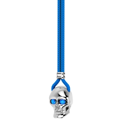Collar Zancan de kevlar con colgante de calavera de plata.