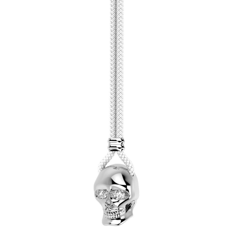 Collar Zancan de kevlar con colgante de calavera de plata.