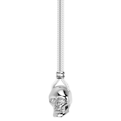 Collar Zancan de kevlar con colgante de calavera de plata.