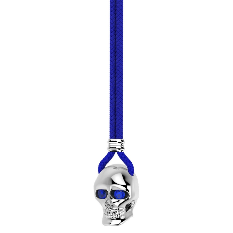 Collar Zancan de kevlar con colgante de calavera de plata.