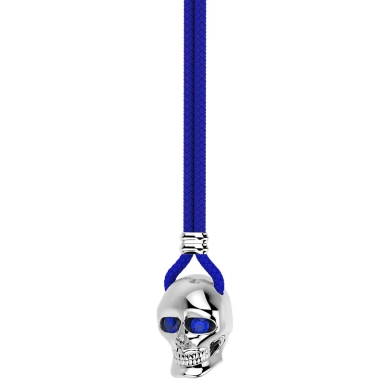 Collar Zancan de kevlar con colgante de calavera de plata.