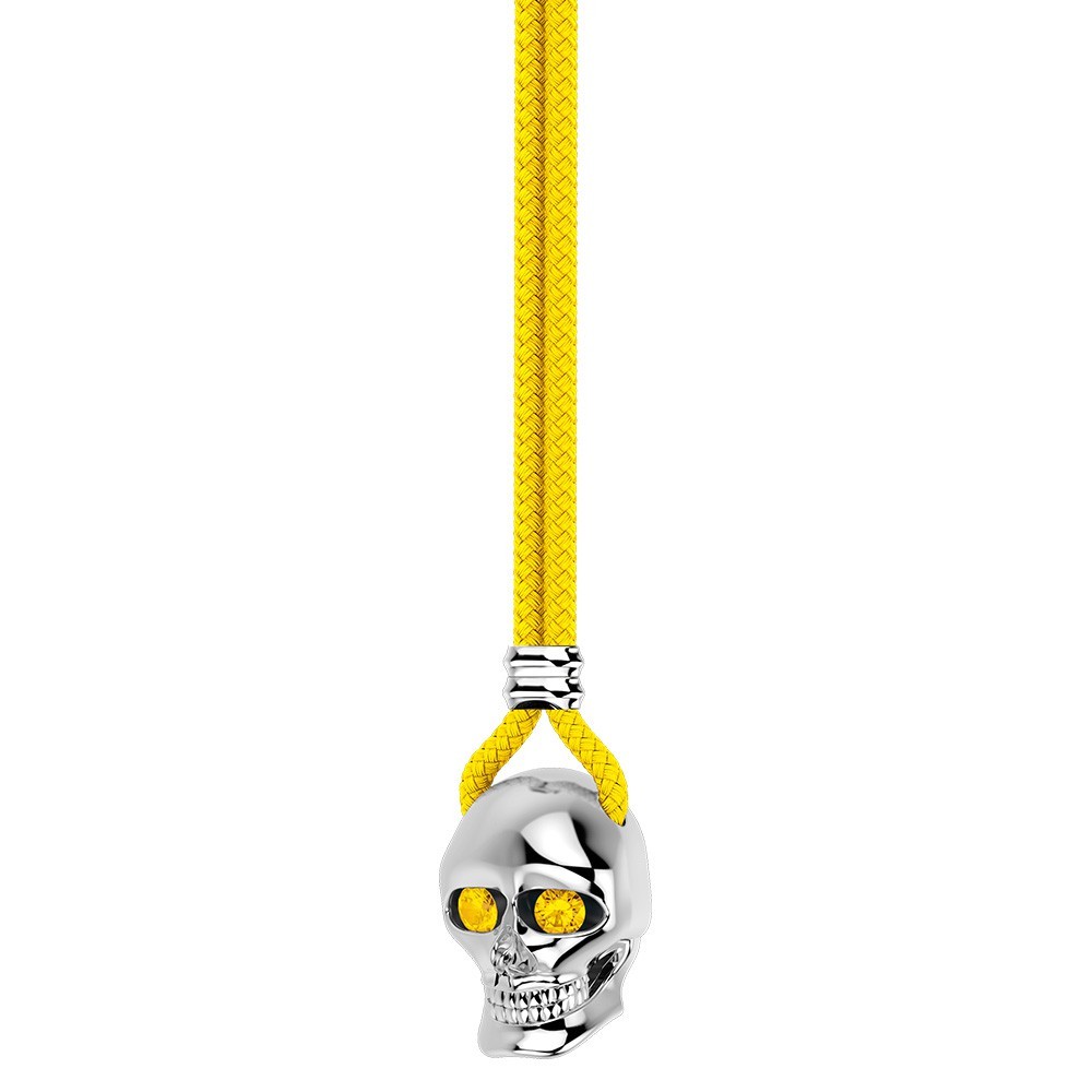 Collar Zancan de kevlar con colgante de calavera de plata.