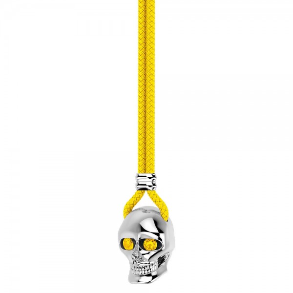 Collar Zancan de kevlar con colgante de calavera de plata.