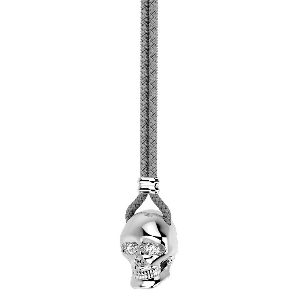 Collar Zancan de kevlar con colgante de calavera de plata.
