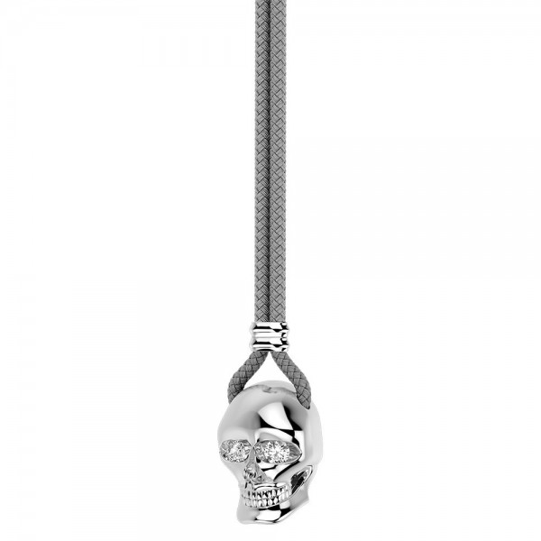 Collar Zancan de kevlar con colgante de calavera de plata.