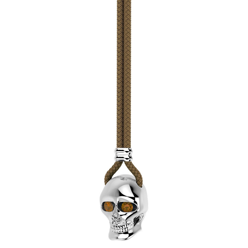 Collana Zancan in kevlar con pendente a teschio in argento.