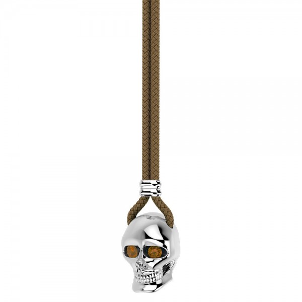 Collana Zancan in kevlar con pendente a teschio in argento.