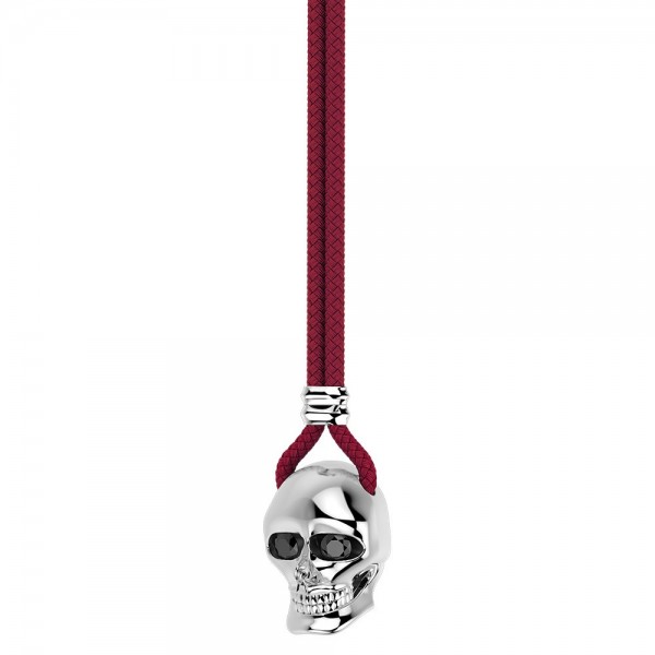 Collar Zancan de kevlar con colgante de calavera de plata.