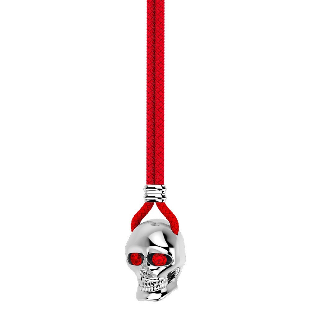 Collar Zancan de kevlar con colgante de calavera de plata.