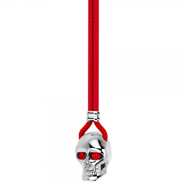 Collar Zancan de kevlar con colgante de calavera de plata.