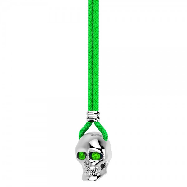 Collar Zancan de kevlar con colgante de calavera de plata.
