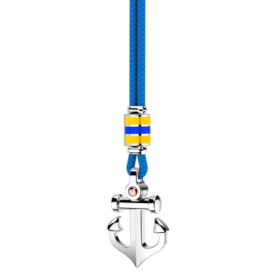 Collana Zancan in kevlar con pendente ad ancora in argento.
