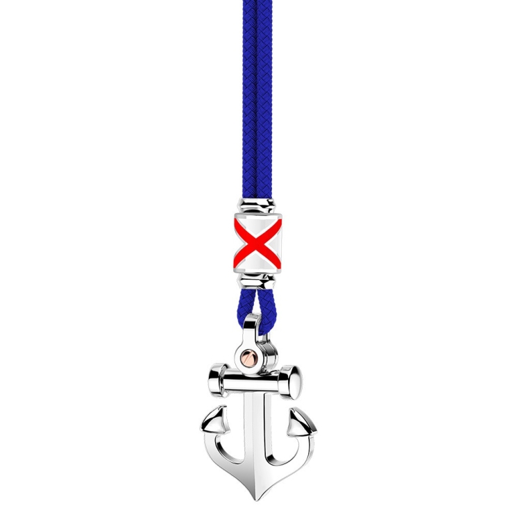 Zancan-Kette aus Kevlar mit Ankeranhänger aus Silber.