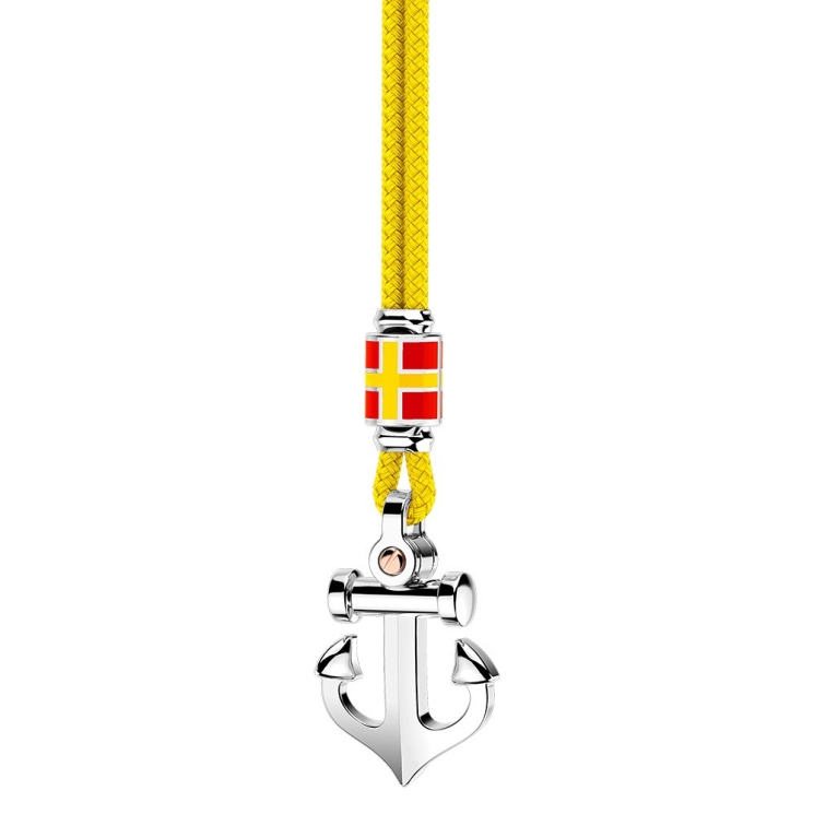 Collana Zancan in kevlar con pendente ad ancora in argento.