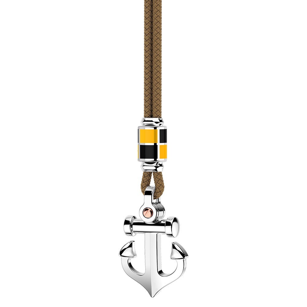 Collana Zancan in kevlar con pendente ad ancora in argento.