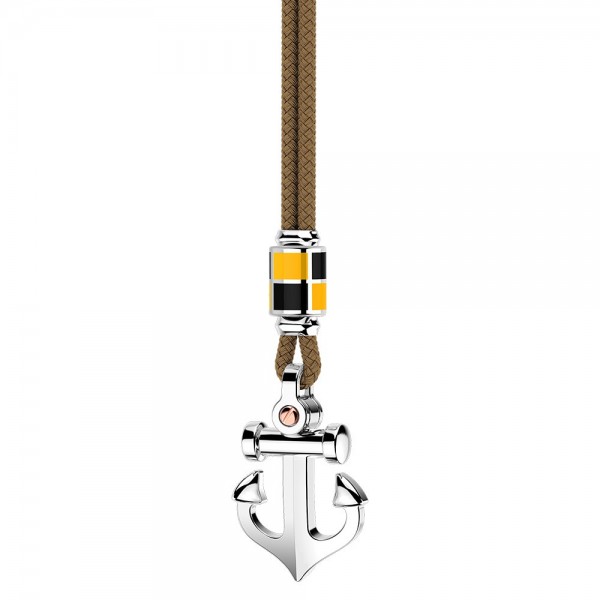 Collana Zancan in kevlar con pendente ad ancora in argento.