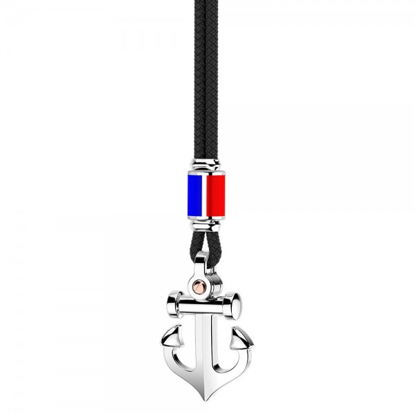 Collana Zancan in kevlar con pendente ad ancora in argento.