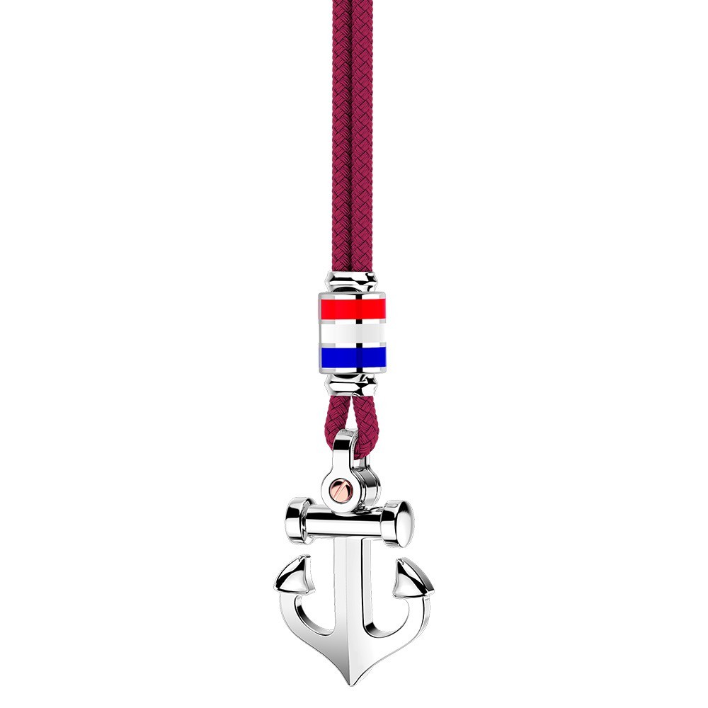 Zancan kevlar necklace with silver pendant and anchor.