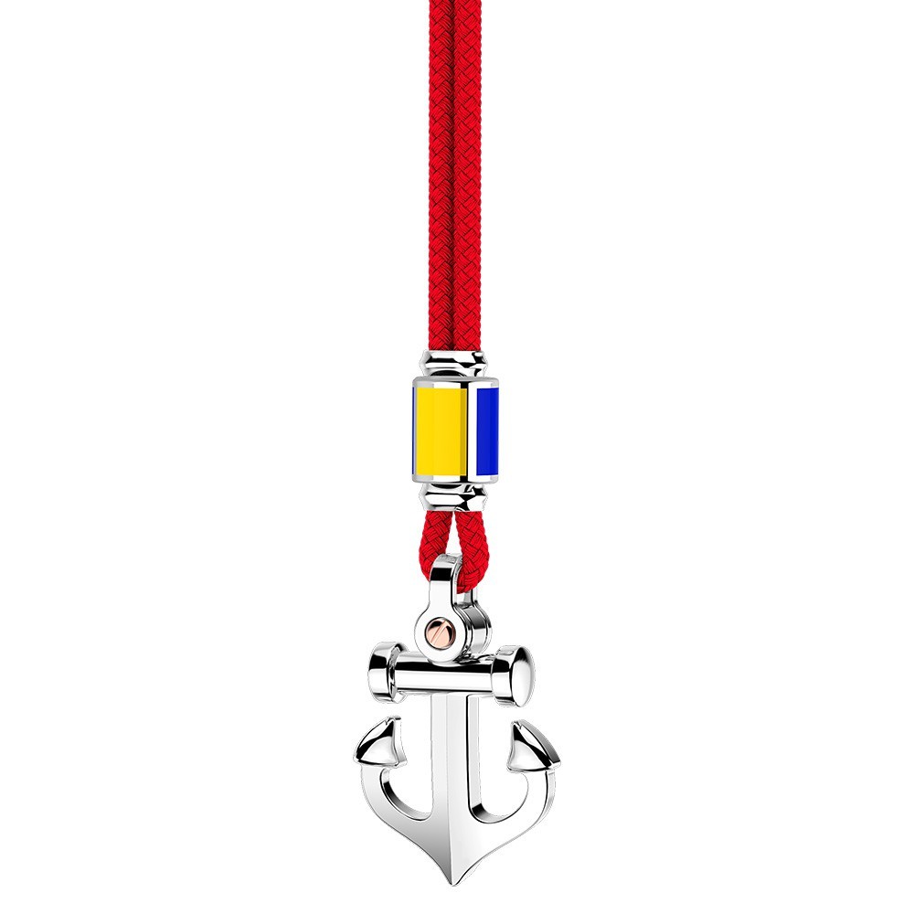 Collana Zancan in kevlar con pendente ad ancora in argento.