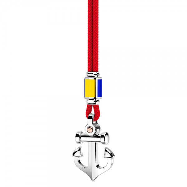 Collana Zancan in kevlar con pendente ad ancora in argento.