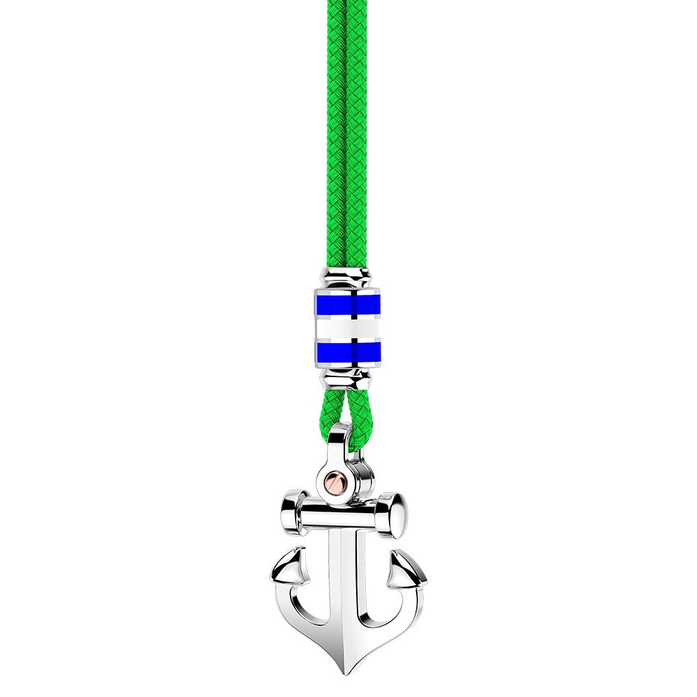 Collana Zancan in kevlar con pendente ad ancora in argento.