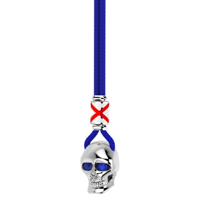 Collar Zancan de kevlar con colgante de calavera de plata.