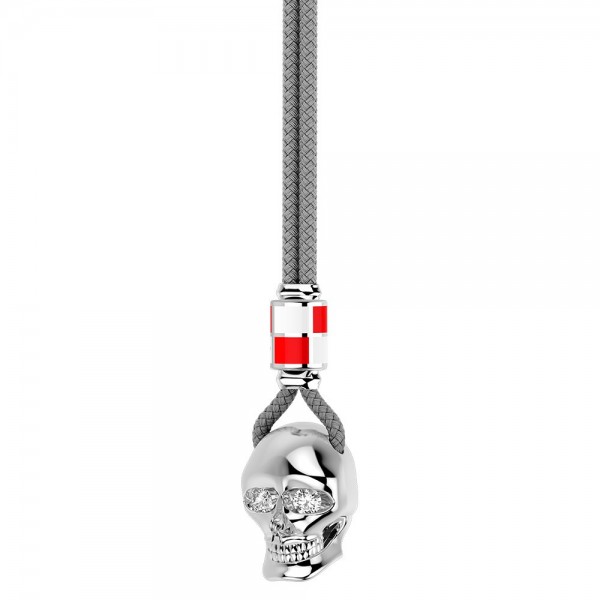 Collar Zancan de kevlar con colgante de calavera de plata.