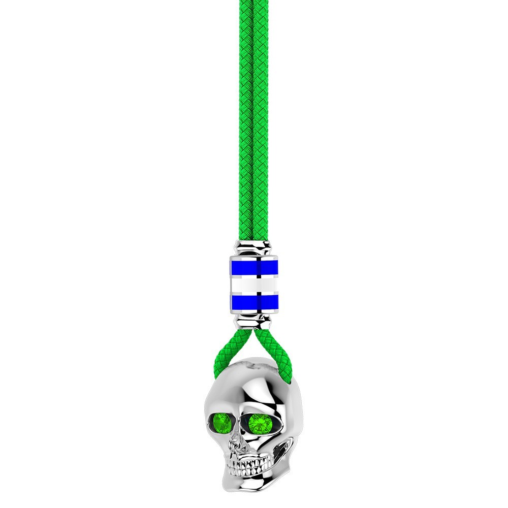 Collar Zancan de kevlar con colgante de calavera de plata.