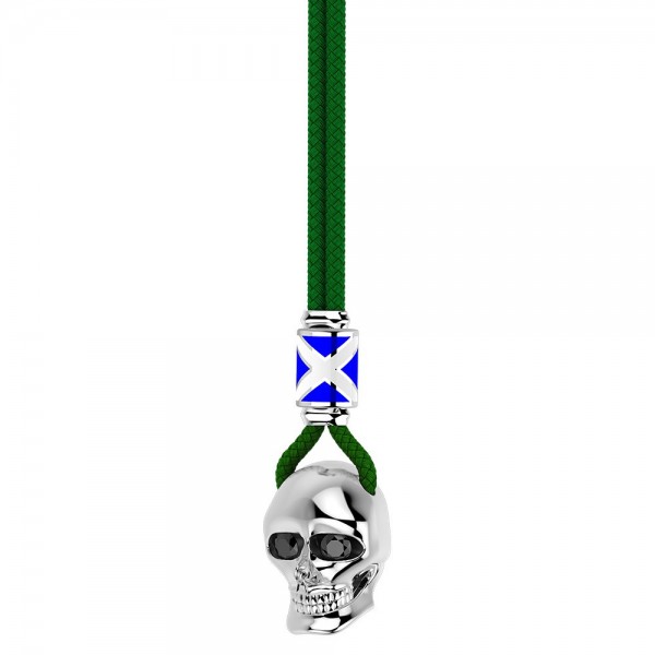 Collar Zancan de kevlar con colgante de calavera de plata.