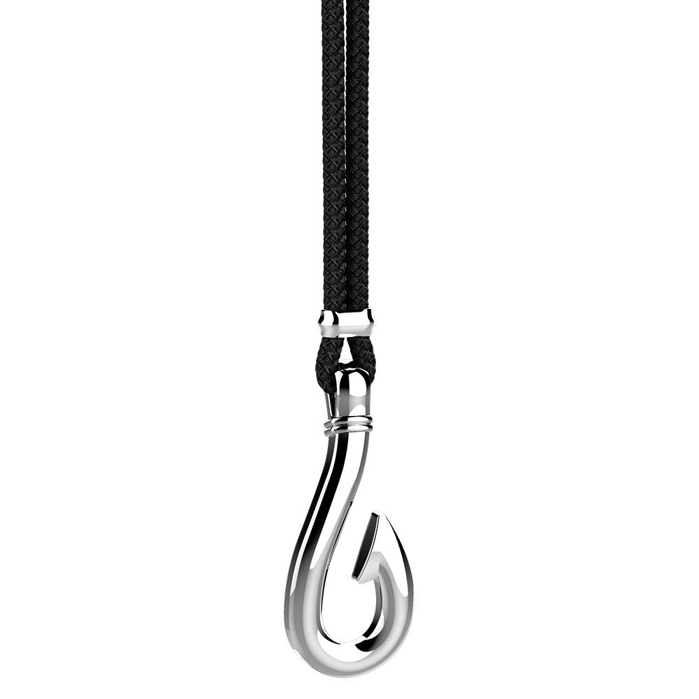 Collar Zancan de kevlar con colgante de anzuelo de plata.
