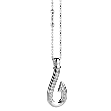 Collana Zancan in argento con pendente ad amo con pietre.
