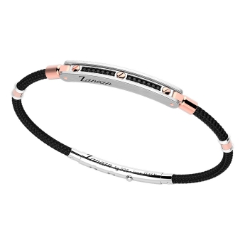 Bracciale Zancan in argento con inserti in oro 18k, pietre e kevlar.