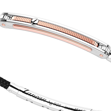 Bracciale Zancan in argento con inserti in oro 18k e kevlar.
