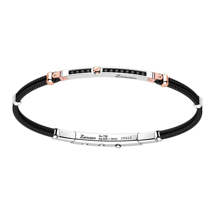 Bracciale Zancan in argento con inserti in oro 18k, pietre e kevlar.