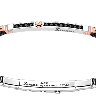 Bracciale Zancan in argento con inserti in oro 18k, pietre e kevlar.