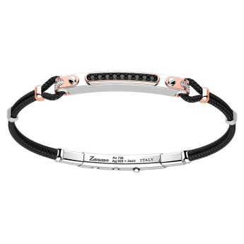 Bracciale Zancan in argento con inserti in oro 18k, pietre e kevlar.