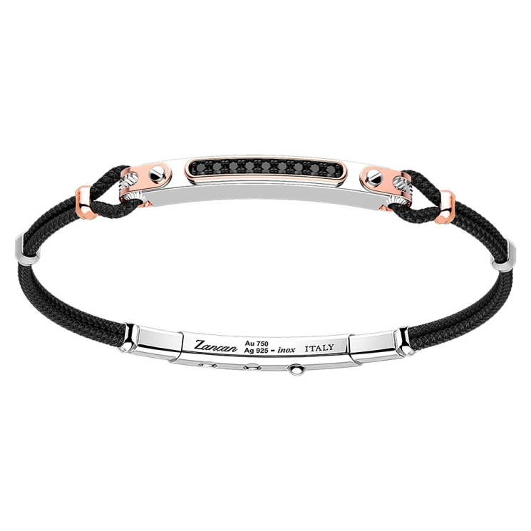 Zancan silver bracelet with 18K gold inserts, stones and kevlar.