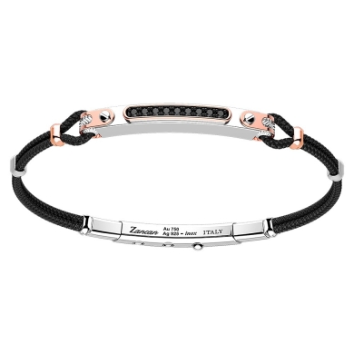 Bracciale Zancan in argento con inserti in oro 18k, pietre e kevlar.