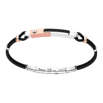 Zancan silver bracelet with 18K gold inserts, stones and kevlar.